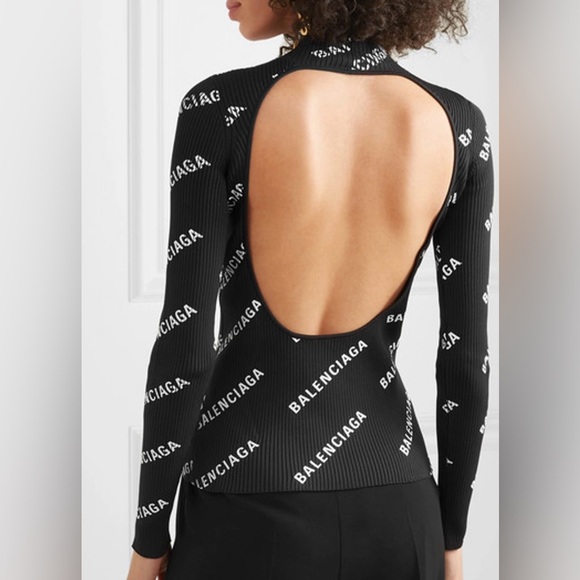 Balenciaga Turtleneck Ribbed Sweater Open Back M - Picture 5 of 15